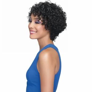Pixie Curly Cut Wig Human Hair Wigs Para Mulheres Negras Cabelo Humano Bob peruca com franja ondula