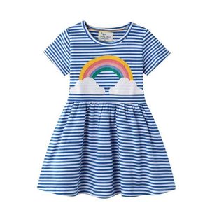 Abiti da ragazza saltanti Meter 2-7T Princess Descal Decal Rainbow Cute Girl Dress Tutu Assunzione di cotone Stripe Childrens Girl Dressl2405