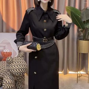 Lässige Kleider professionelle Pendelpendelfaulstil Elegantes und modisches Luxus stilvolles Design Schwarzes Kleid für Frauen 2024 Herbst/Winter