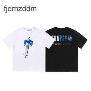 Trends de tendências masculinas Trends Fashion Trapstar Blue Sky Cloud Big Letter Letra de alta definição Impressão de manga curta Qualidade de qualidade e feminino Mesmo estilo camiseta de estilo