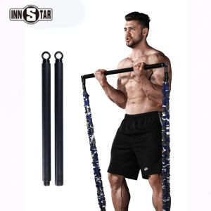 Utrustning InnStar avtagbar fiess Bar Bench Press Workout Bar Resistance Band Strengh Training Stick Gym Träning Tube Träningsutrustning