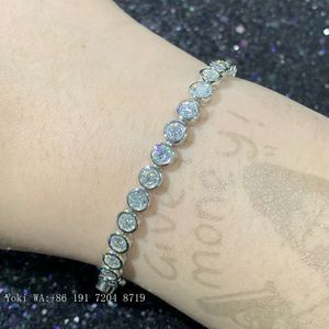 Wholesale Price d Vvs Moissanite Tennis Bracelet 4mm Bezel Setting Iced Out Diamond Chain Hip-hop Jewelry