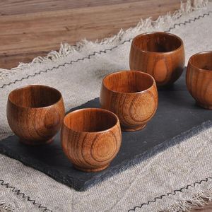 Чайные чашки ретро ручной работы натуральные деревянные чашки Jujube дерево многоразовые кухонные принадлежности высокое качество