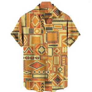 Herren -Gelegenheitshemden Hawaiianer Sommer Afrikanischer Stil gedruckter modischer übergroßer Lapel Beach Tops