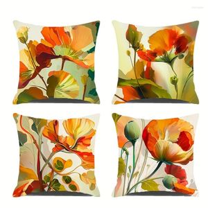 Kudde 1pc Summer Watercolor Floral Style Style Linen Pillow Cast Cast Covers For Living Room Bedroom Soffa No Insert