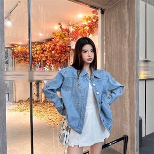 Designer Women's Denim Jacket Coat Spring Classic Simple Fashion Camellia Brodery Jacket Lose Casual Button Down Jacket Down Jacket