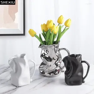 Vasen abstrakte Handwerk Keramik Vase Desk Dekoration Hydrokroponik Blumen Blumen Arrangement Modernes Dekor unregelmäßig Blumen