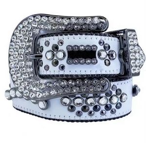 Designer Bb Simon Fashion trends Belt for Men Women Shiny diamond Black Blue white multicolour with bling rhinestones Retro Needle Buckle Belts