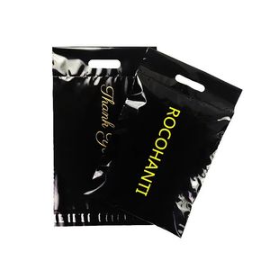 100pcs custom print black mailerpoly polybag plastic mailing envelope packing bag for clothes with handle 240423