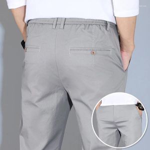 Men's Pants Thin Cotton Straight Casual Spring Summer Gray Khaki Business Stretch Slim Brand Trousers Male Clothes