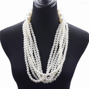Серьги ожерелья установили 2024 Модные многослойные белые имитационные жемчужины