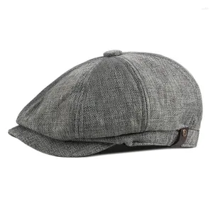 Berets Men Sboip Hats Peaky осень Vintage Herringbone Octagon Cap Женщины повседневная полоса Gatsby Flat Hat 56-61см