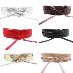 KLV High Quality Womens Soft Leather Wide Self Tie Wrap Around Obi Waist Band Boho Dress Belt 223e