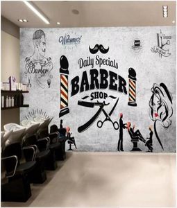 Papel de parede 3d personalizado po hails retro salão de cabelo moderno salão de beleza barbeiro decoração de casa decoração de casa 3d murais de parede para 2335055309