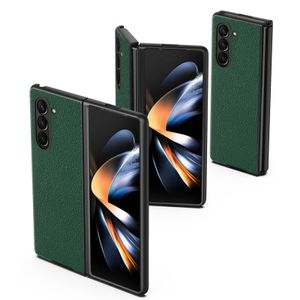 Shockpereper Litchi Leather Matte Case для Samsung Galaxy Z Fold 5, Fold 4, Fold3, 2, Slim Cross Texture Light Tehle Cover