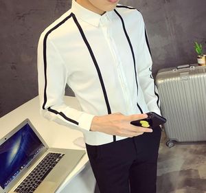 Brand Designer Men Striped Shirt Long Sleeve 2021 Fashion Slim Camisa Masculina5XL Large Size Men039s Casual Social Prom Dress 4753530