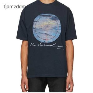 Men's and Women's Trends Designer Fashion Rhude Sunset Print High Street Short Sleeve Loose Round Neck Versatile Vintage Mens Womens T-shirt