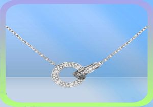 Роскошные ювелирные дизайнерские ожерелья винтовые колье с бриллиантом двойной круг для пар платиновые золотые роза подвеска из нержавеющей стали 5859928