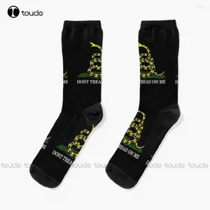 Women Socks Don'T Tread On Me Black Logo American Pride Gadsden Flag Boot Personalized Custom Unisex Adult Teen