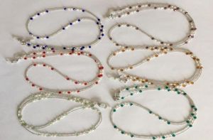 6個の断片のさまざまな色の淡水真珠とガラスビーズの眼鏡ネックレスチェーンリテーナーホルダー4568032