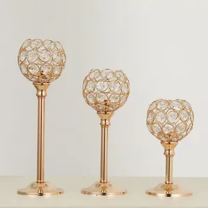 Titulares de vela Ornamento Party Party Supplies Pillar Craft Dinner Romantic Dinner Gold Crystal Bowl Wedding Igreja Chá Luz de castiola