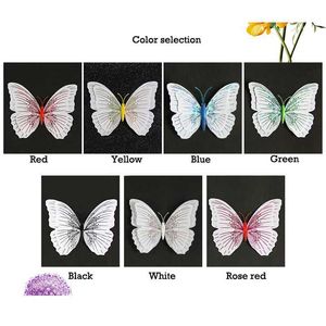 3PCSFridge Magnets 12Pcs Ambilight Double Layer 3D Butterfly Wall Stickers For Wedding Decoration Room Butterflies Decor Fridge Magnet Art Decals