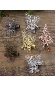 BoYuTe 20Pcs 2533MM Filigree Butterfly Hair Clip Vintage Style 6 Colors Plated Women Hairgrip Hair Jewelry4563029