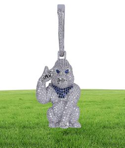 ICED Out Big Pendant Designer Schmuck Hip Hop Bling Affe Anhänger Luxus Halskette Kubanische Verbindung Kette Gorilla Tier Männer Frauen ACCE3400307