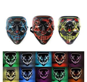 10 стилей Cool Halloween Mask Led Mask Light Up Scary Skull Glow Masks для взрослых детей Хэллоуин