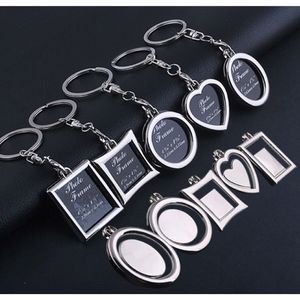 100st Mot Metal Photo Frame Keychain Heart Round Square Shape Key Chain Bpple Keyring DIY LOGO FÖR LOVER GENTER FRAME KEYRINGS 214B