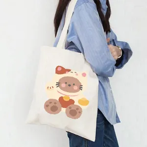 Shopping Bags Kawaii Bear Women Bag Reusable College Handbag Eco Japan Style Cartoon Ladies Shopper Fashion Female Tote