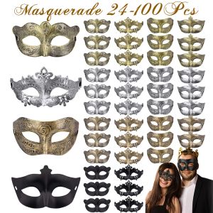 Masker 24100 st -par maskeradmasker bulk venetiansk karneval mask mardi gras antik vintage mask för kvinnliga män prom party kostym