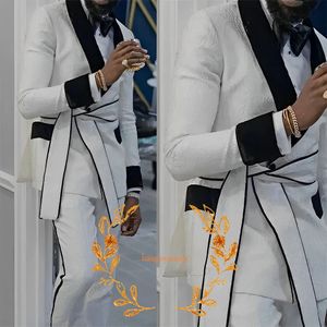 Jacquard Suit for Men Formale Wedding Groom Lo smoking a doppio petto Blazer Velvet Collar XS-5xl Dress Men 240507