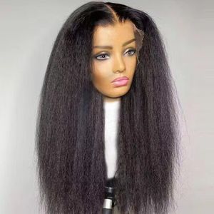 Transparent full lace wig Italian yaki straight lace frontal closure wigs human hair 5X5 HD invisible lace frong wig coarse yaki