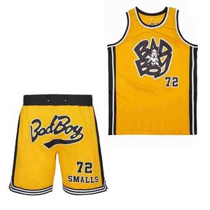 Męskie dresy koszykówki Bad Boy 72 Smalls Sewing Haft Haftery High Quty Outdoor Sports Beach Shorts Yellow Grey Elastic Tripstring T240507