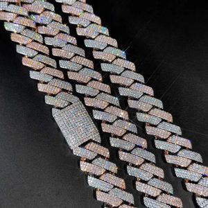 Hip Hop Jewelry 20mm Thick Cuban Link Chain Crystal Miami Gold Silver Two Color Iced Out CZ Cuban Chain Necklace 240508