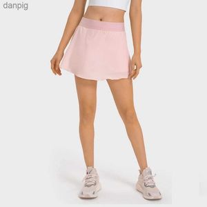 Skirts Women 2 In 1 Sport Tennis Skirts Quick Dry High Waist Fitness Shorts Dress With Pockets Gym Outdoor Workout Sex Skirt Y240508