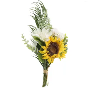 Decorative Flowers Artificial Sunflower Bridal Bouquet Wedding Romantic Floral For Bride Bridesmaid