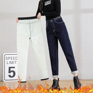 Women's Jeans Women High Waist 2024 Vintage Ankle Length Harem Pants Black Blue Women's Classic Retro Thick Fleece