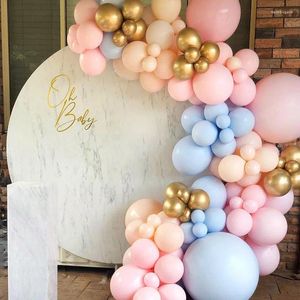 Party Decoration 98st Macaron Pink Blue Arch Garland Kit Chrome Gold Wedding Balloons For Birthday Baby Shower Supplies