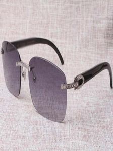 2019 high quality manufacturers produce frameless sunglasses 8200759 unique diamond designer glasses black horn rectangular len8626712