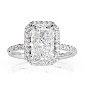 Großhandelspreis Schmuck GRA zertifiziert 18 Karat Massive Gold Radiant Cut Moissanite Verlobungsring für Frauen