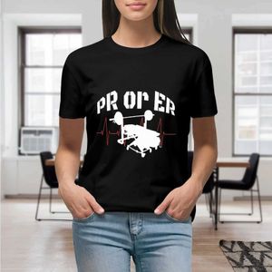 Damen T-Shirt PR oder ER Gewichtheber Bodybuilding Fitness Fitness-T-Shirt-Druck-T-Shirt für Frauen Grafikhemden lässige Kurzschluss-Kurzschluss weiblich T Y240506