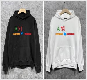 Am Mens Hoodie Designer Hoodies Amrrirs Hoodie Grafik Pırlanta Ayar Seti Kalınlaştırılmış Terry Bezi Athleisure Damgalama Köpük Baskı Büyük Boy Pamuk Kalın Külkü