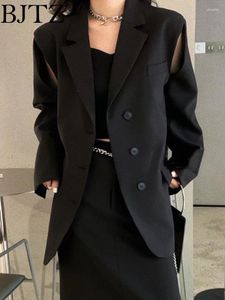 Kvinnors kostymer BJTZ axelöppningsdesign blazrar för kvinnor 2024 Spring Autumn Office Lady Versatile Overcoat Clothing Female HL516