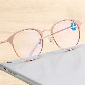 Solglasögon Portable Metal Frame Reading Glasses Anti-UV Blue Rays Presbyopia glasögon Kvinnor Män Far Sight Eyewear Vision Care 1 0- 4 264G