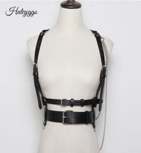 HATCYGGO New Leather Harness Lingerie Belt Women Sexy Chest Sculpting Body Waist Belt Female Punk Gothic Wish Chain Garter2223078