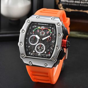 trendy hollow Fashionable quartz six pin mens out tape sports barrel watchOK