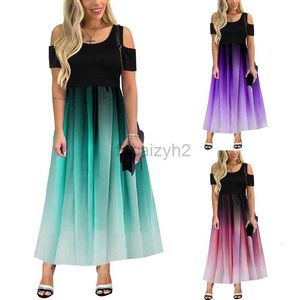 Casual Dresses Designer Dress Party Dress Slim Fit Sexig Gradient Color Off Axel Stor kvinnoklänning Långklänning Plus Size Dresses