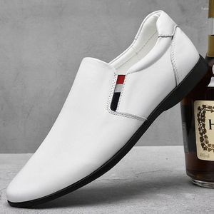 Casual Shoes High-end Handmade Genuine Leather Men Italian Loafers Light White Non-slip Driving